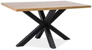 Fekete étkezőasztal tölgy dekor asztallappal CROSS 180x90