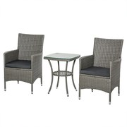 Outsunny Poli Rattan Kerti Bútor Szett, Kültéri Loungedivány Bútor 2 Személy részére, 3 Db Ülőgarnitúra, 2 Szék, Asztal Ülőpárnák, Kerti Lounge a Kert
