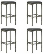 4 db szürke polyrattan bárszék párnával