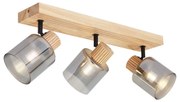 Modern spotlámpa fa füstüveggel 3-lámpás forgatható és dönthető - Gracy