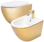 Zestaw misa WC CARLO Flat + bidet CARLO MINI GOLD/WHITE