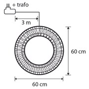 Karácsonyi függőlámpa koszorú ezüst 60cm LED-del IP44 - Nawa