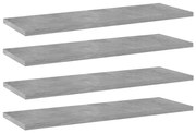 4 db betonszürke forgácslap könyvespolc 60 x 20 x 1,5 cm