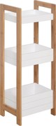 HOMCOM Fürdőszobai Polc 3 Polccal Bambusz Tároló Szervező Konyhába, Nappaliba, Mosókonyhába 27,5x20,8x74 cm Fehér és Természetes | Aosom