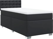 vidaXL fekete műbőr rugós ágy matraccal 80 x 200 cm
