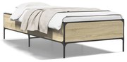 sonoma tölgyszínű szerelt fa és fém ágykeret 90 x 200 cm