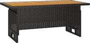 vidaXL fekete tömör akácfa és polirattan kerti asztal 100x50x43/63 cm