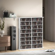 HOMCOM CD és DVD tároló, multimédiás tárolóegység 16 rekesszel és 12 állítható polccal, maximális kapacitás 720 CD/396 DVD és Blu-ray, 106,5 x 24 x 12
