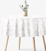 Goldea kör alakú pamut terítő - cseresznyevirágok Ø 120 cm