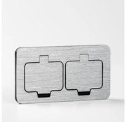 Brilagi - Kültéri beépített padló dupla aljzat IP55 matt króm négyszögletes