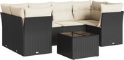 vidaXL 7 részes fekete polyrattan kerti ülőgarnitúra párnával