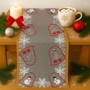 Karácsonyi hímzett terítő Szürke harangok 40x110 cm TiaHome