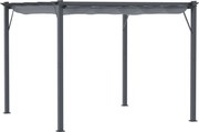 Outsunny Pergola Pavilon Teraszi Fedél Csúszó Tetővel Kert Aluminium Antracit Szürke + Sötét Szürke 3x3x2.23m | Aosom