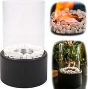 Otthoni kandalló Szabadonálló Biokandalló Terasz Asztal Szélvédővel Kavicsok