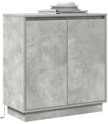 LED-es oldalszekrény, betonszürke, 71x34,5x75 cm, mérnöki fa