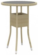 bézs polyrattan és edzett üveg kerti asztal Ø60 x 75 cm
