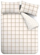 Bézs egyszemélyes pamut ágyneműhuzat 135x200 cm Oxton Check – Bianca