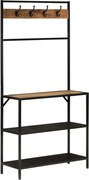vidaXL tömör mangófa és vas ruhafogas 90 x 35 x 180 cm