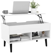Dohányzóasztal emelhető asztallappal, fehér
