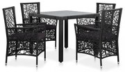 5 részes fekete kültéri polyrattan étkezőgarnitúra