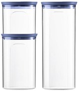 STEFANPLAST 3 darabos Tosca kerek tégely készlet, átlátszó/kék