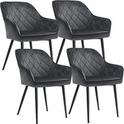 4 db-os étkezőszék szett  karfás fém lábakkal szürke