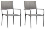 2 db szürke polirattan rakásolható kerti étkezőszék