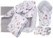 7 részes babafészek szett- erdei állatok és teepee