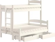Lovic 90x200/120x200 bal oldali emeletes ágy fiókokkal - fehér