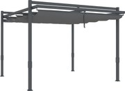 Outsunny Pergola Pavilon kb. 3.5x3m Alumínium Stabil Téli Védelem Állítható Csúszó Tetővel Szabadon Álló Kerti Pavilon Terasz Fedél Kerti Erkély Szürk