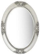 ezüstszínű barokk stílusú fali tükör 50 x 70 cm