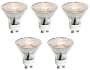 5 darabos GU10 50 mm-es LED izzókészlet, átlátszó, 3W, 200 lm, 2200K