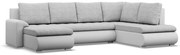 Tokio U sarokkanapé, 3 ágyneműtartóval, fonott + műbőr, jobboldali, szürke - fehér