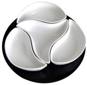 TORO tálkaszett tálcával 4 db kerámia/fa