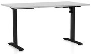 Állítható magasságú asztal OfficeTech A, 140 x 80 cm, fekete alap, világos szürke