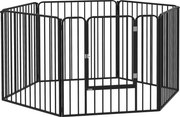 PawHut Modularis Kutya Kennel, Kert 1 Ajtóval, 6 Panel 80 x 80 cm, Acél Játék- és Edzőpark Kutyáknak és Háziállatoknak, 80 cm Magas, Fekete | Aosom