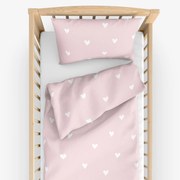 Goldea gyermek pamut ágyneműhuzat kiságyba - szívecskék, púderrózsaszín alapon 90 x 130 és 40 x 60 cm