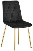 Fekete bársony étkezőszék LIBRA arany lábakkal