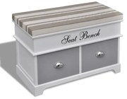 2 fiókos fehér tároló & előszobapad szürke párnával