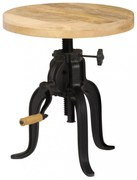 tömör mangófa és öntöttvas kisasztal 45 x (45-62) cm