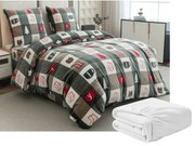 2 db Mikroplüss ágyneműhuzat CHRISTMAS SOCKS zöld + Mikroplüss lepedő SOFT 180x200 cm fehér, franciaágyhoz