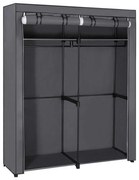 MATIS 140x174 cm szürke textil tárolószekrény polcokkal és ruharúddal