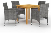 5 részes szürke kerti étkezőgarnitúra