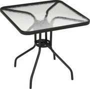 Outsunny Kert Asztal, Leszedhető Fém, 76x76 cm Esőálló Négyzet Erkélyasztal Napernyő Lyukkal, Csúszásmentes Büfé Kemping Asztal Kültéri Kerthez, Erkél