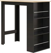 HOMCOM Magas Bárasztal Konyhai Pult - méret: 112L x 57W x 106H cm - 3 polc - fekete | Aosom