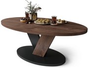 Mazzoni LOVA Barna Tölgy/fekete - OVÁLIS DOHÁNYZÓASZTAL 110x60 cm MODERN KÁVÉZÓ ASZTAL