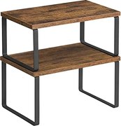 Fűszertartó, 2 darab szekrény polc rendező szett, fekete és rusztikus barna