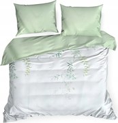 Ágyneműhuzat VERANO7 220x200 Design91 fehér zöld finom gallyak virágok