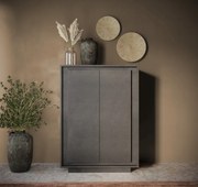 SKY 2.0 magas komód, 2 ajtóval, sötét láva vázzal és laminált előlapokkal