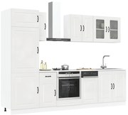 8 részes konyhai szekrény szett Kalmar fényes fehér műfa